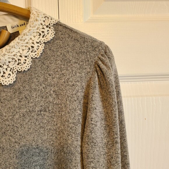 Faith and Joy sweater/top with lace collar - Picture 6 of 9